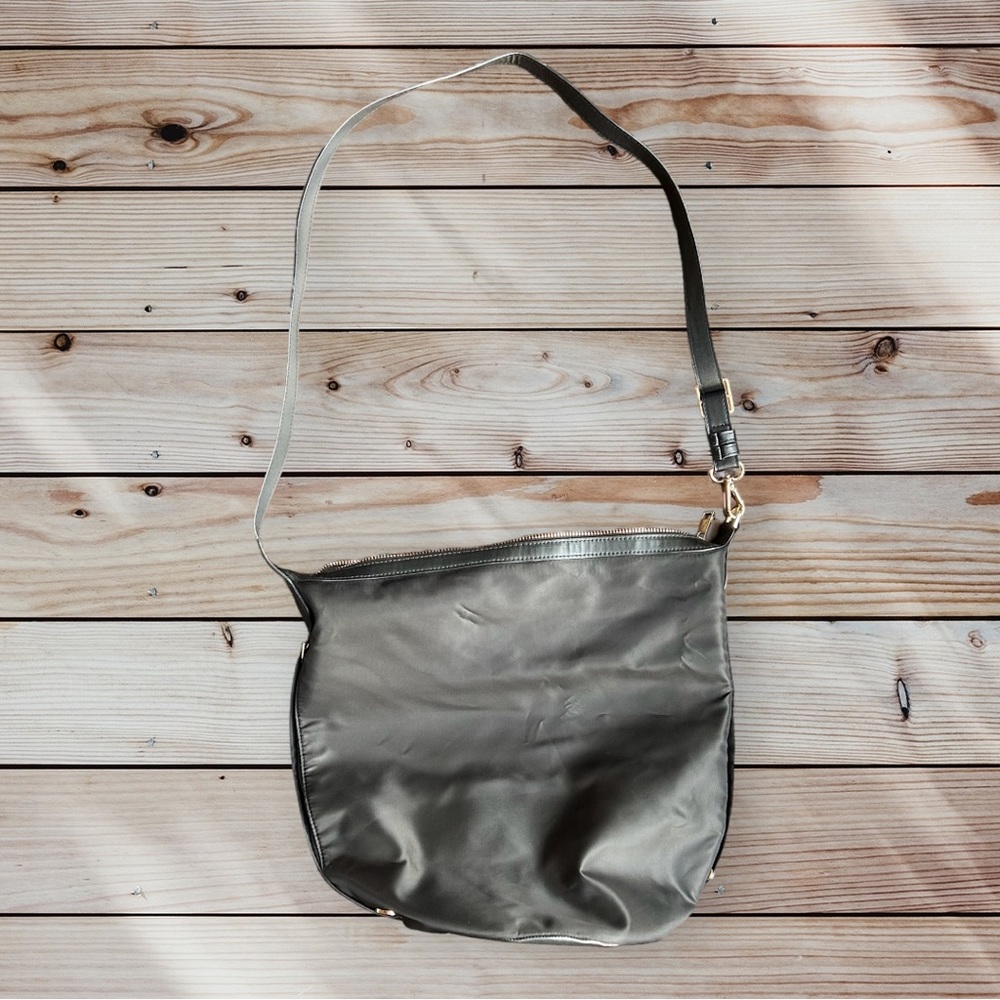 A NEW DAY Adjustable Satchel Leather-Like Strap Gold Hardware in Black